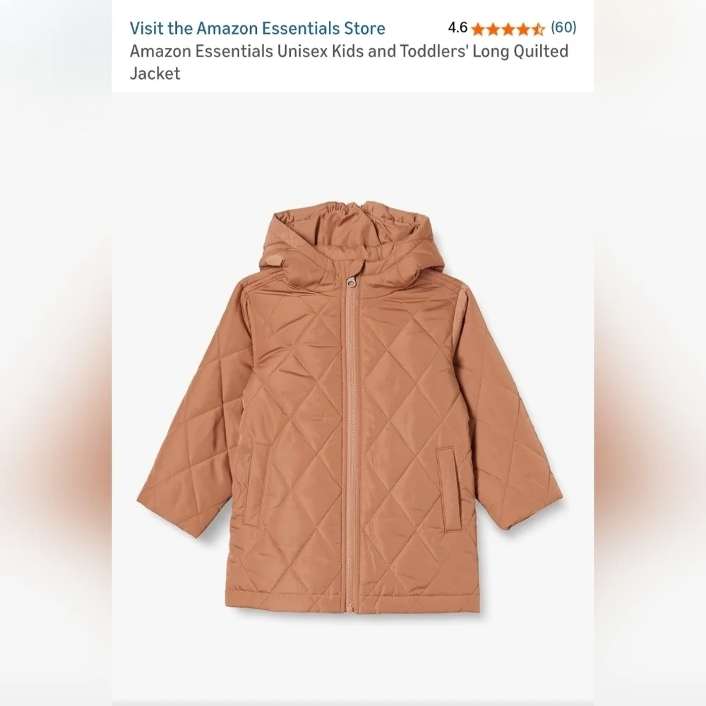 Amazon Essentials Kids Unisex Long Quilted Jacket - Size S 6/7 NWT